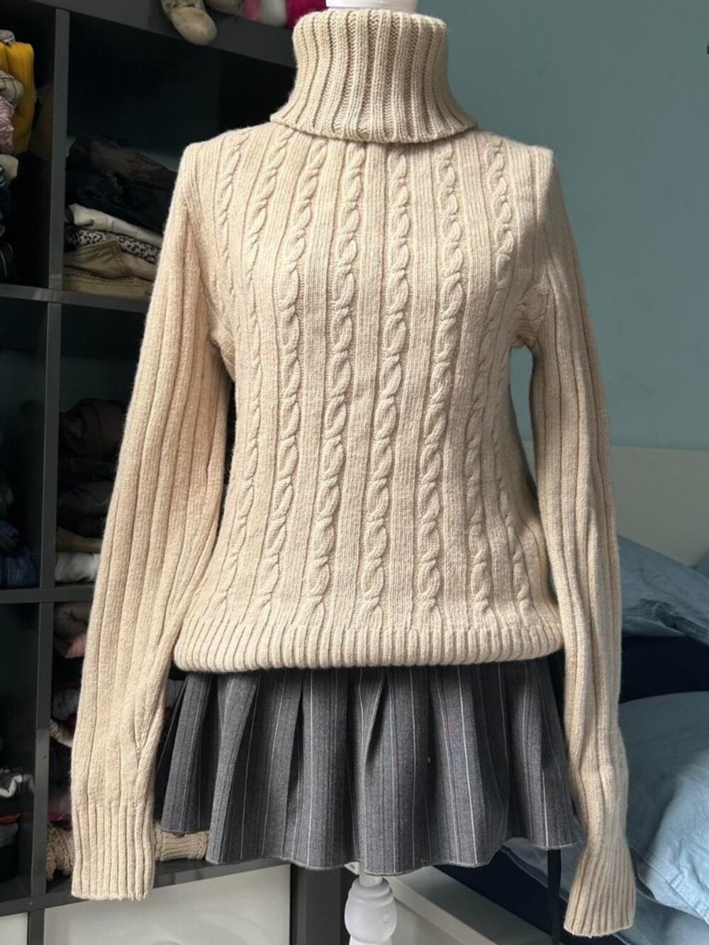 J.Crew Cream Cable Knit Turtleneck Sweater Sz XL